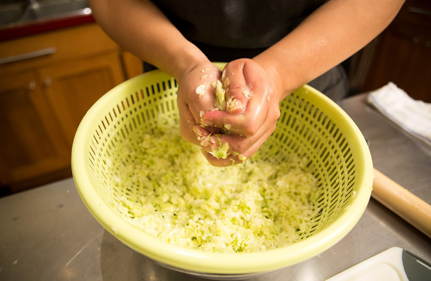 Draining cabbage