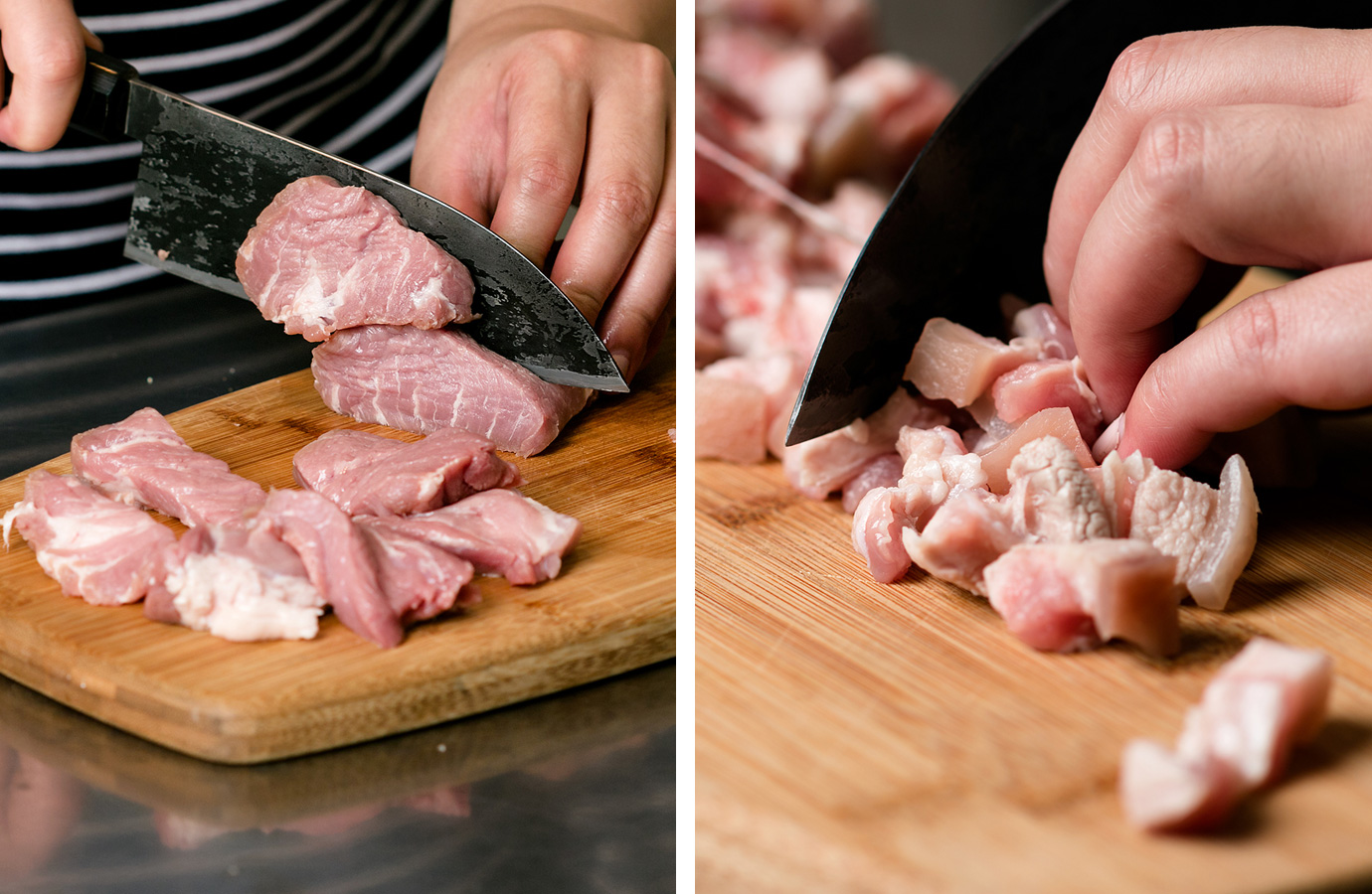 Slicing pork belly