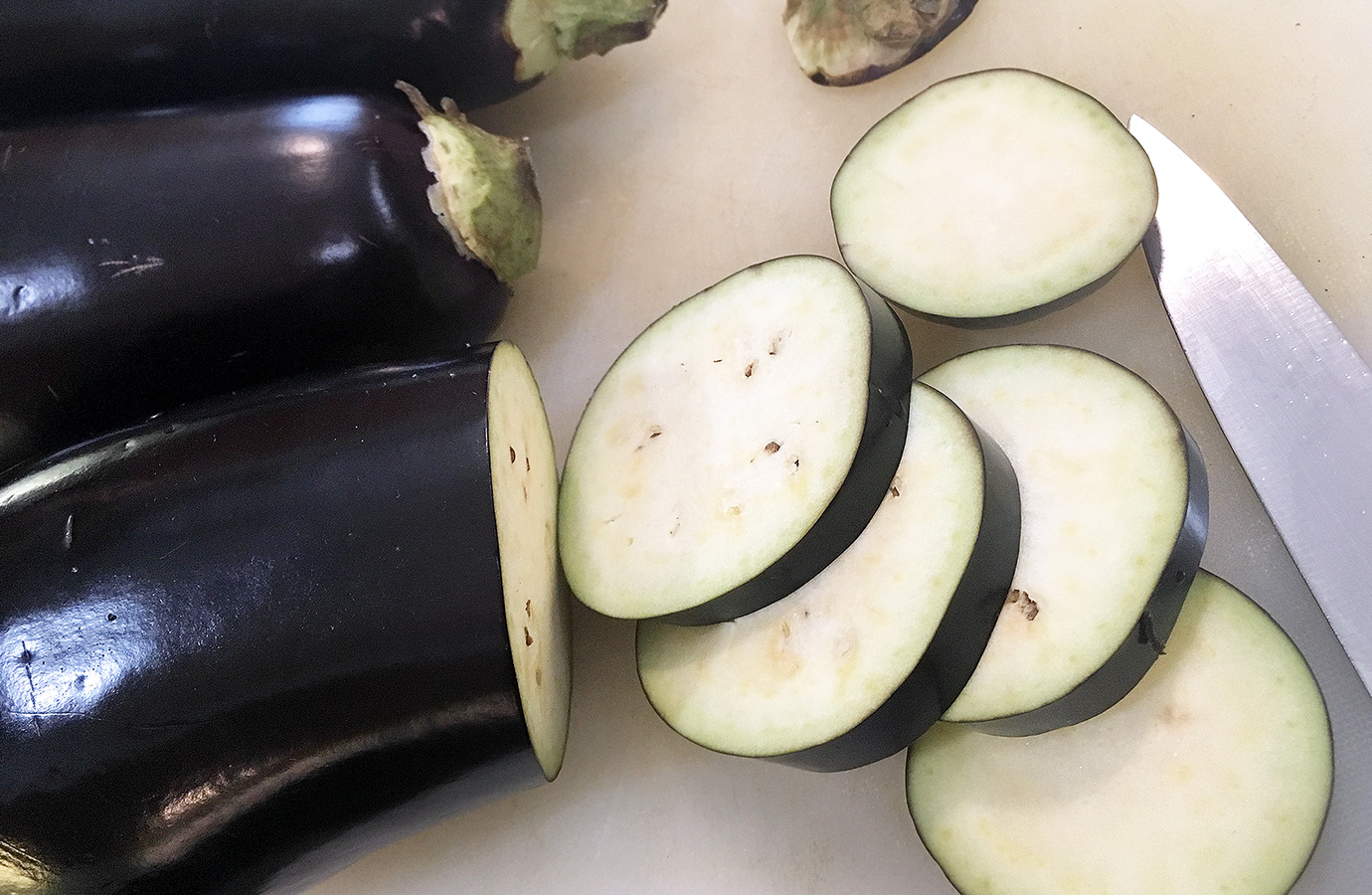 Prepping eggplant