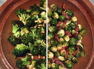 Roasting Brocolli and Brussel Sprouts