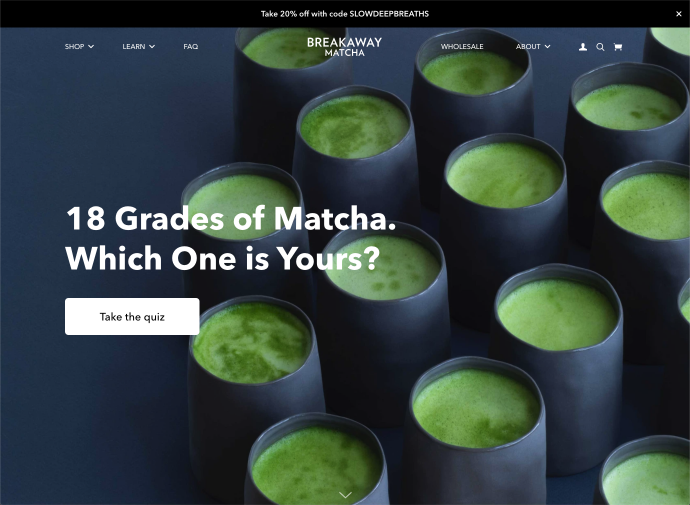 Breakaway Matcha homepage