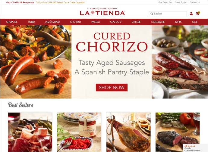 La Tienda homepage