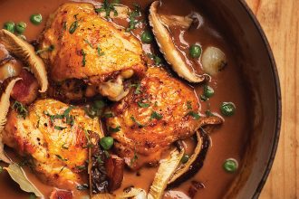 Coq au Vin in a bowl.