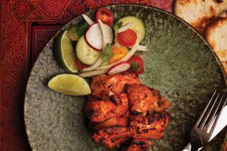 Plated tandoori chicken.